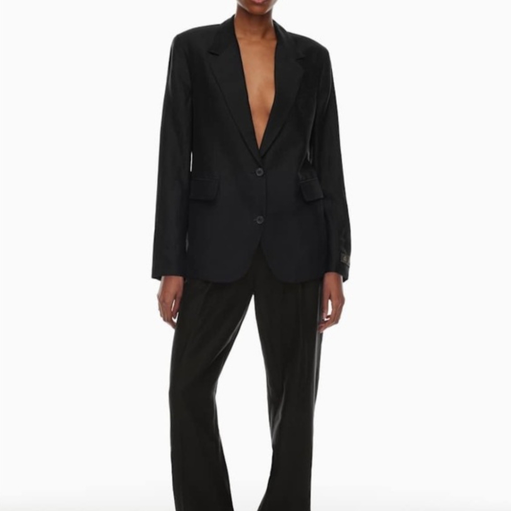 Babaton New Agency Relaxed Linen Black Blazer Size Medium